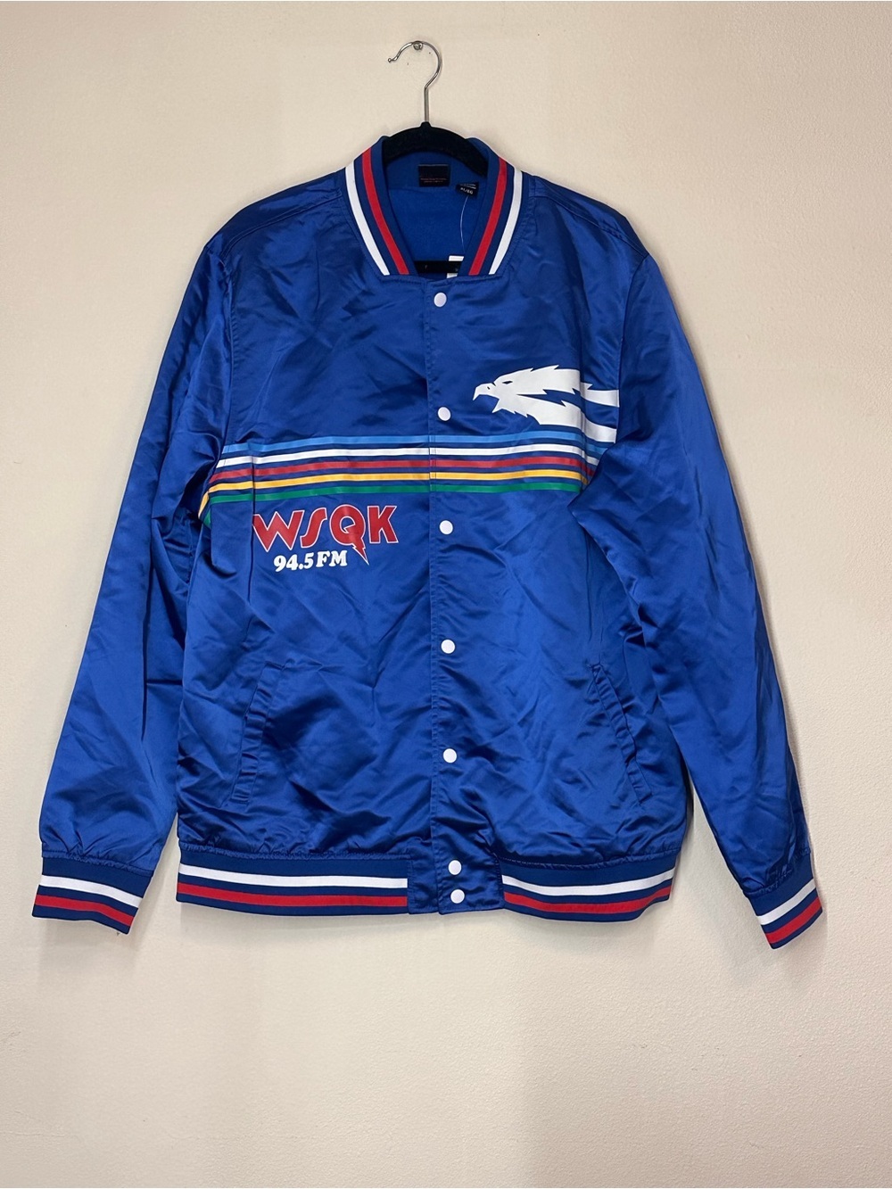 Stranger Things Men's Blue Bomber Jacket Snap Front Lined Pockets Size XL
